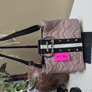 NWT Betsey Johnson Shoulder Bag/Satchel/Laptop Bag in Blush/Black
